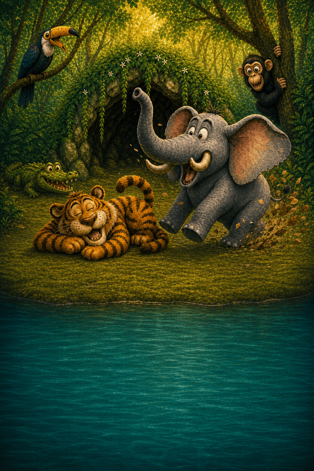 Boba sleeping outside his den while Fantu rushes in to wake him